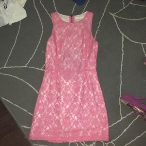 Lush open back pink lace dress